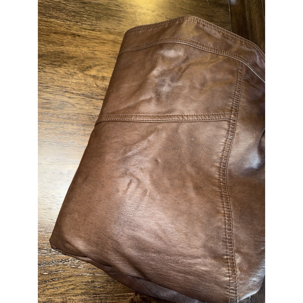 Guess Faux Leather Hooded Moto Jacket Removable Hood Brown Gray Men's XL Zip - Picture 11 of 11